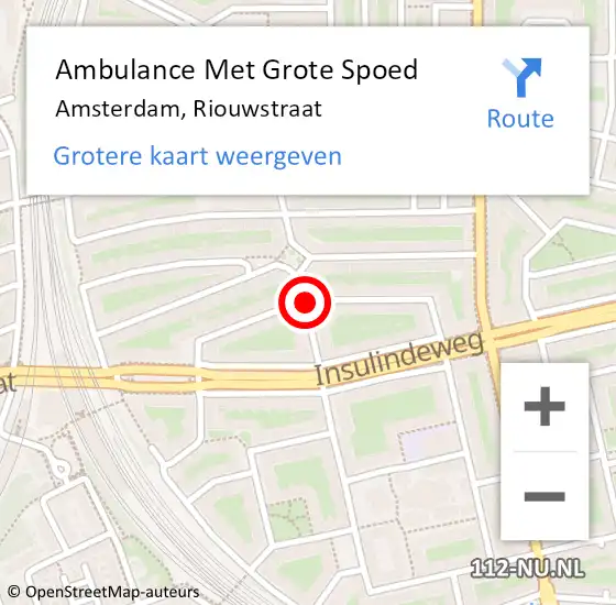 Locatie op kaart van de 112 melding: Ambulance Met Grote Spoed Naar Amsterdam, Riouwstraat op 24 februari 2018 18:55
