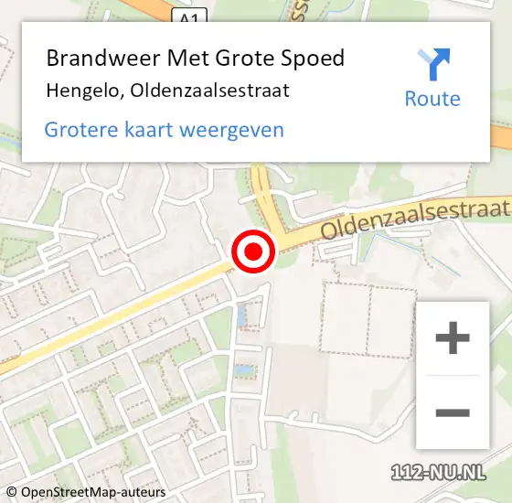 Locatie op kaart van de 112 melding: Brandweer Met Grote Spoed Naar Hengelo, Oldenzaalsestraat op 24 februari 2018 19:30