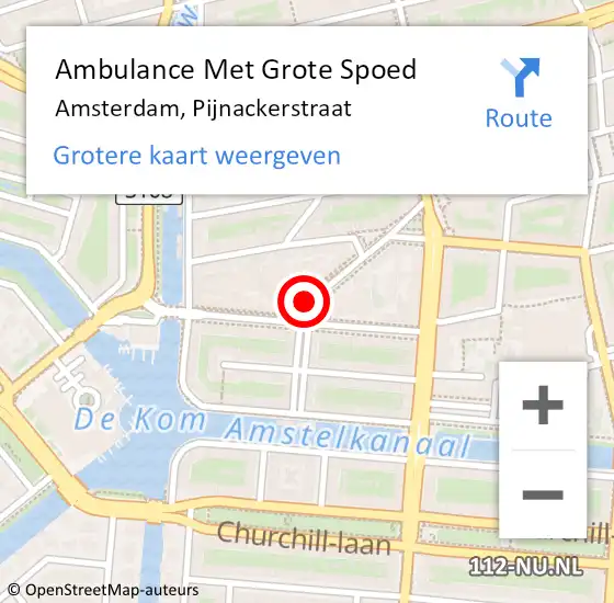 Locatie op kaart van de 112 melding: Ambulance Met Grote Spoed Naar Amsterdam, Pijnackerstraat op 24 februari 2018 19:46