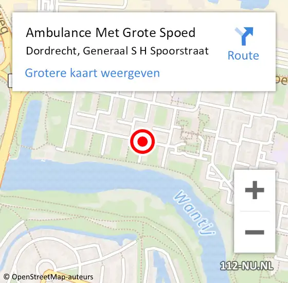 Locatie op kaart van de 112 melding: Ambulance Met Grote Spoed Naar Dordrecht, Generaal S H Spoorstraat op 24 februari 2018 22:24