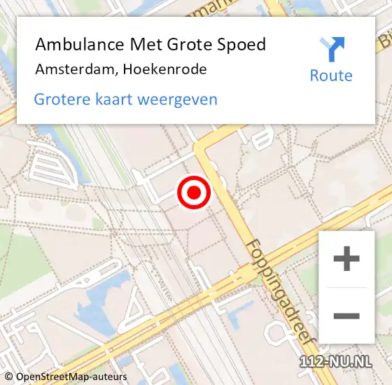 Locatie op kaart van de 112 melding: Ambulance Met Grote Spoed Naar Amsterdam, Hoekenrode op 25 februari 2018 00:50