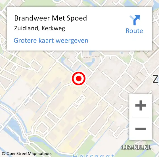 Locatie op kaart van de 112 melding: Brandweer Met Spoed Naar Zuidland, Kerkweg op 25 februari 2018 01:02