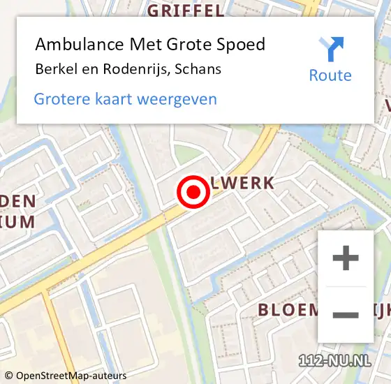 Locatie op kaart van de 112 melding: Ambulance Met Grote Spoed Naar Berkel en Rodenrijs, Schans op 25 februari 2018 06:25