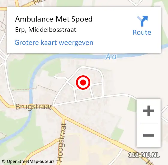 Locatie op kaart van de 112 melding: Ambulance Met Spoed Naar Erp, Middelbosstraat op 25 februari 2018 07:54