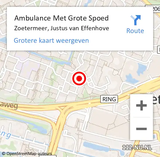 Locatie op kaart van de 112 melding: Ambulance Met Grote Spoed Naar Zoetermeer, Justus van Effenhove op 25 februari 2018 07:57
