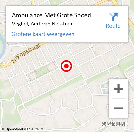 Locatie op kaart van de 112 melding: Ambulance Met Grote Spoed Naar Veghel, Aert van Nesstraat op 25 februari 2018 08:45