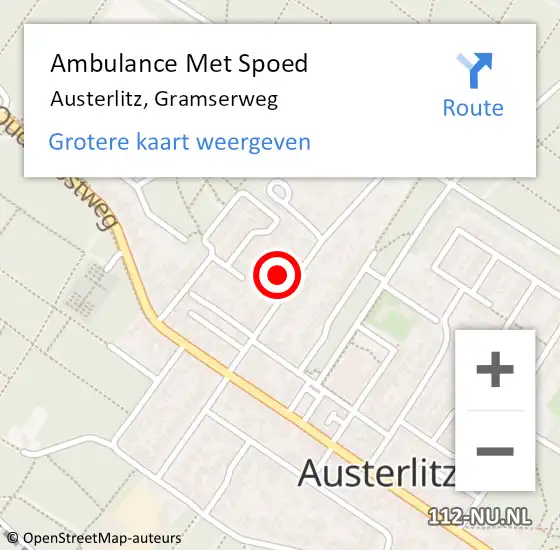Locatie op kaart van de 112 melding: Ambulance Met Spoed Naar Austerlitz, Gramserweg op 25 februari 2018 10:56