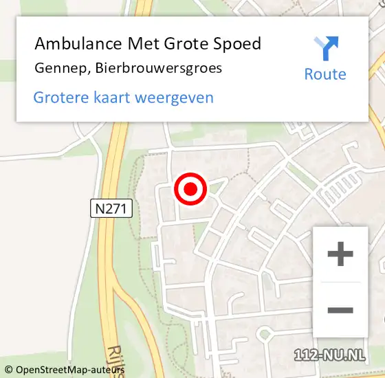 Locatie op kaart van de 112 melding: Ambulance Met Grote Spoed Naar Gennep, Bierbrouwersgroes op 25 februari 2018 11:55