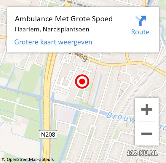 Locatie op kaart van de 112 melding: Ambulance Met Grote Spoed Naar Haarlem, Narcisplantsoen op 25 februari 2018 12:11