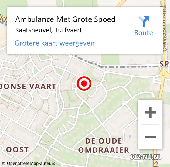 Locatie op kaart van de 112 melding: Ambulance Met Grote Spoed Naar Kaatsheuvel, Turfvaert op 25 februari 2018 12:37