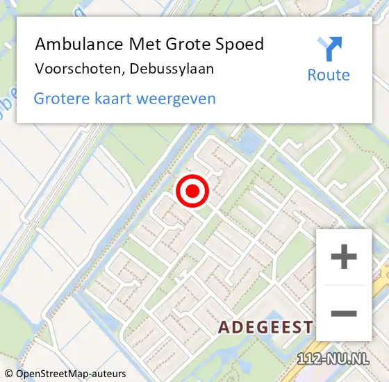 Locatie op kaart van de 112 melding: Ambulance Met Grote Spoed Naar Voorschoten, Debussylaan op 25 februari 2018 12:40