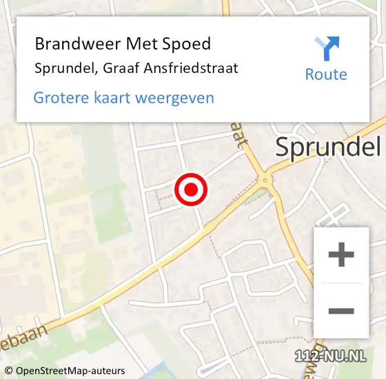 Locatie op kaart van de 112 melding: Brandweer Met Spoed Naar Sprundel, Graaf Ansfriedstraat op 25 februari 2018 13:35