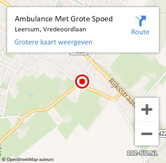 Locatie op kaart van de 112 melding: Ambulance Met Grote Spoed Naar Leersum, Vredeoordlaan op 25 februari 2018 15:31