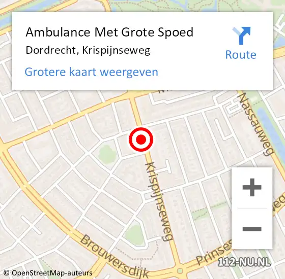 Locatie op kaart van de 112 melding: Ambulance Met Grote Spoed Naar Dordrecht, Krispijnseweg op 25 februari 2018 18:56