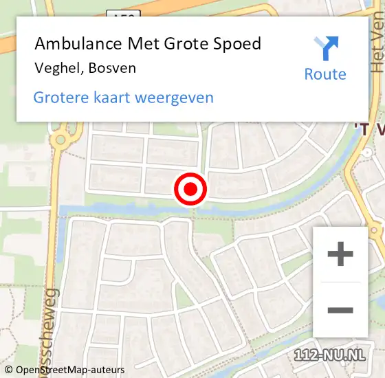 Locatie op kaart van de 112 melding: Ambulance Met Grote Spoed Naar Veghel, Bosven op 25 februari 2018 20:06