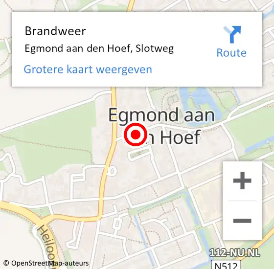 Locatie op kaart van de 112 melding: Brandweer Egmond aan den Hoef, Slotweg op 25 februari 2018 20:38