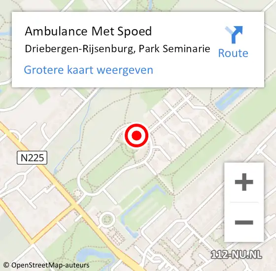 Locatie op kaart van de 112 melding: Ambulance Met Spoed Naar Driebergen-Rijsenburg, Park Seminarie op 25 februari 2018 21:27
