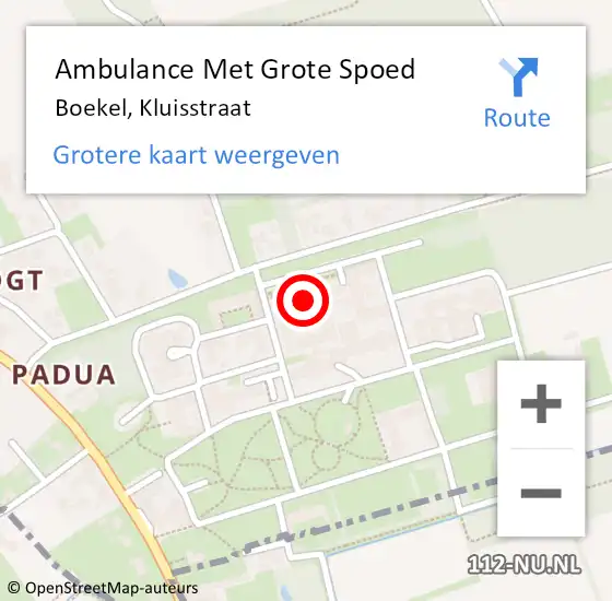 Locatie op kaart van de 112 melding: Ambulance Met Grote Spoed Naar Boekel, Kluisstraat op 25 februari 2018 21:33