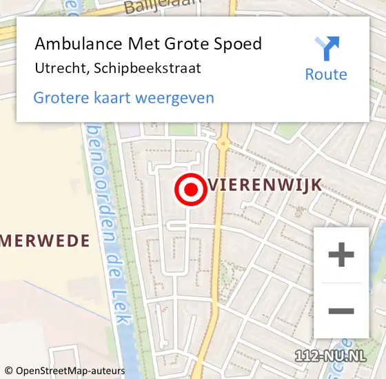 Locatie op kaart van de 112 melding: Ambulance Met Grote Spoed Naar Utrecht, Schipbeekstraat op 25 februari 2018 22:00