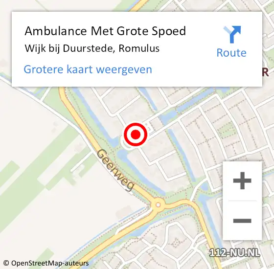 Locatie op kaart van de 112 melding: Ambulance Met Grote Spoed Naar Wijk bij Duurstede, Romulus op 25 februari 2018 22:24