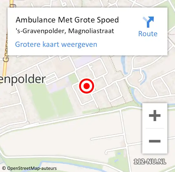 Locatie op kaart van de 112 melding: Ambulance Met Grote Spoed Naar 's-Gravenpolder, Magnoliastraat op 26 februari 2018 04:11