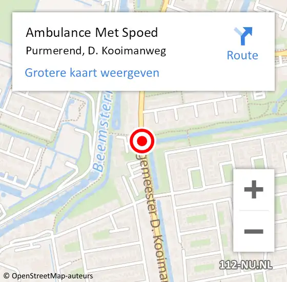 Locatie op kaart van de 112 melding: Ambulance Met Spoed Naar Purmerend, D. Kooimanweg op 26 februari 2018 06:46