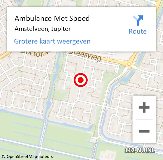 Locatie op kaart van de 112 melding: Ambulance Met Spoed Naar Amstelveen, Jupiter op 26 februari 2018 11:17