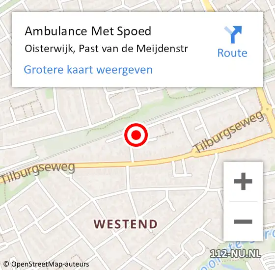 Locatie op kaart van de 112 melding: Ambulance Met Spoed Naar Oisterwijk, Past van de Meijdenstr op 26 februari 2018 12:16