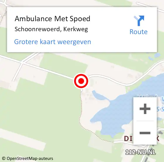 Locatie op kaart van de 112 melding: Ambulance Met Spoed Naar Schoonrewoerd, Kerkweg op 26 februari 2018 14:51
