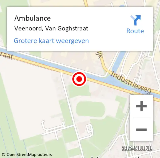 Locatie op kaart van de 112 melding: Ambulance Veenoord, Van Goghstraat op 26 februari 2018 14:57