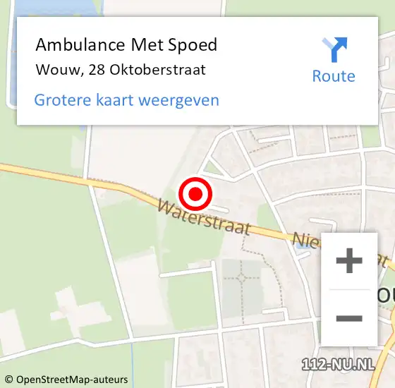 Locatie op kaart van de 112 melding: Ambulance Met Spoed Naar Wouw, 28 Oktoberstraat op 26 februari 2018 21:22