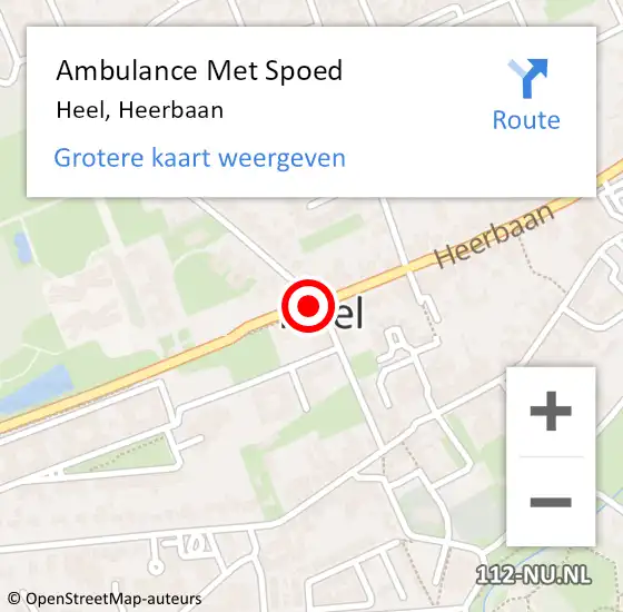 Locatie op kaart van de 112 melding: Ambulance Met Spoed Naar Heel, Heerbaan op 27 februari 2018 06:20