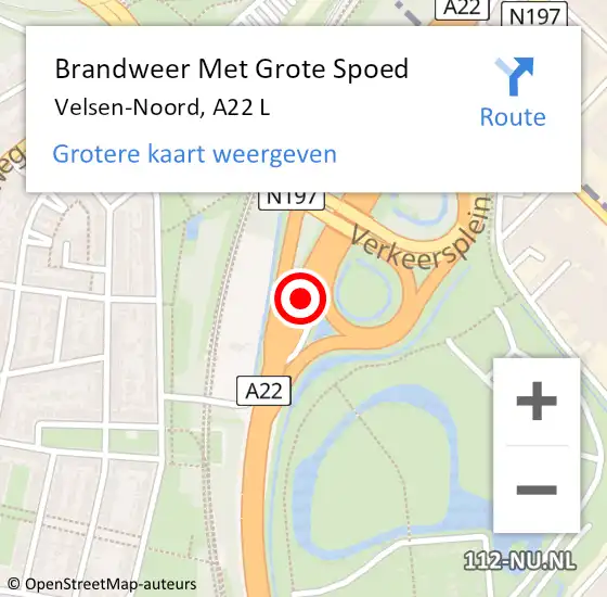 Locatie op kaart van de 112 melding: Brandweer Met Grote Spoed Naar Velsen-Noord, A22 L op 27 februari 2018 08:21