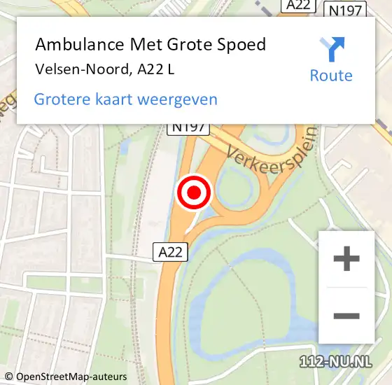 Locatie op kaart van de 112 melding: Ambulance Met Grote Spoed Naar Velsen-Noord, A22 L op 27 februari 2018 08:25