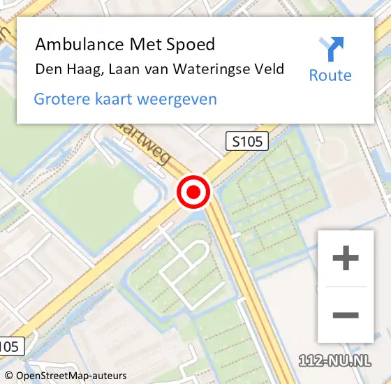 Locatie op kaart van de 112 melding: Ambulance Met Spoed Naar Den Haag, Laan Van Wateringse Veld op 27 februari 2018 10:10