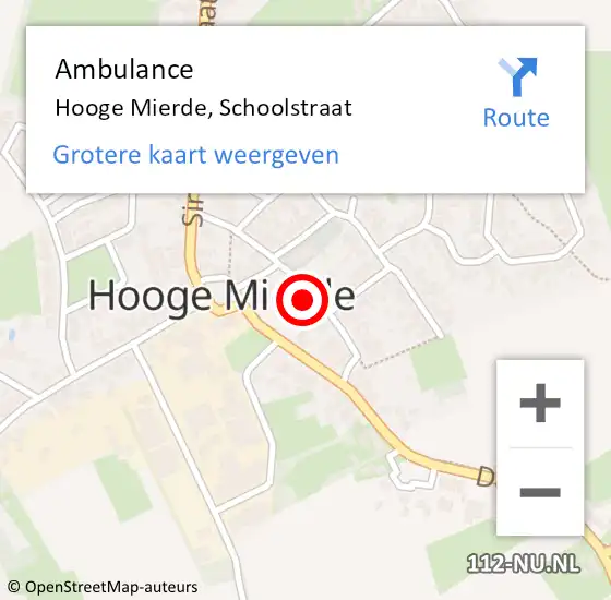 Locatie op kaart van de 112 melding: Ambulance Hooge Mierde, Schoolstraat op 27 februari 2018 10:36