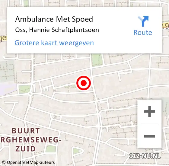 Locatie op kaart van de 112 melding: Ambulance Met Spoed Naar Oss, Hannie Schaftplantsoen op 27 februari 2018 11:06