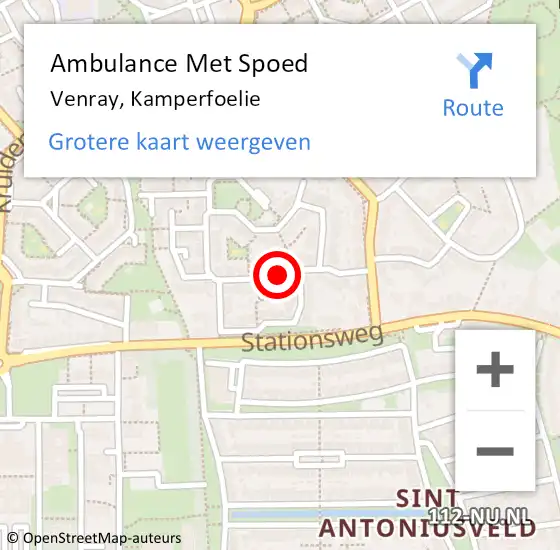 Locatie op kaart van de 112 melding: Ambulance Met Spoed Naar Venray, Kamperfoelie op 27 februari 2018 12:00
