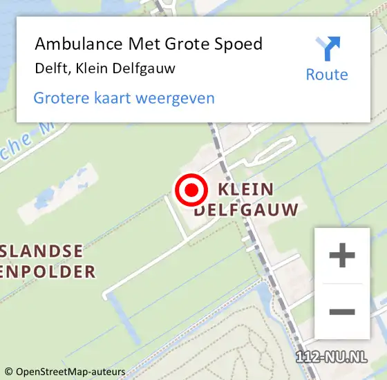 Locatie op kaart van de 112 melding: Ambulance Met Grote Spoed Naar Delft, Klein Delfgauw op 27 februari 2018 15:24