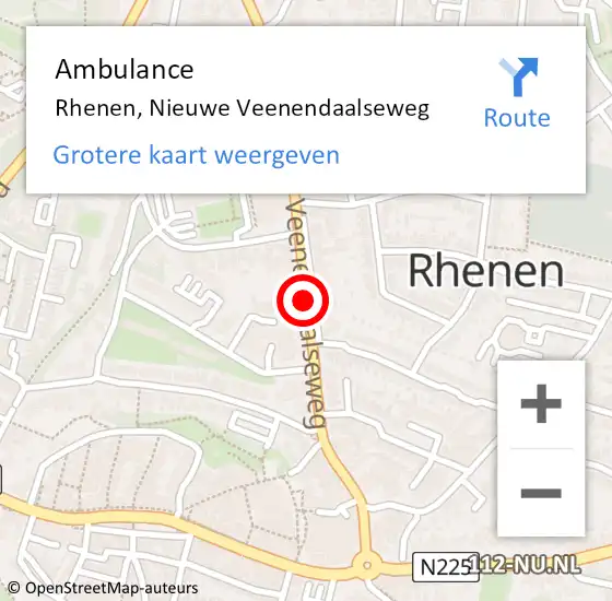 Locatie op kaart van de 112 melding: Ambulance Rhenen, Nieuwe Veenendaalseweg op 27 februari 2018 16:57