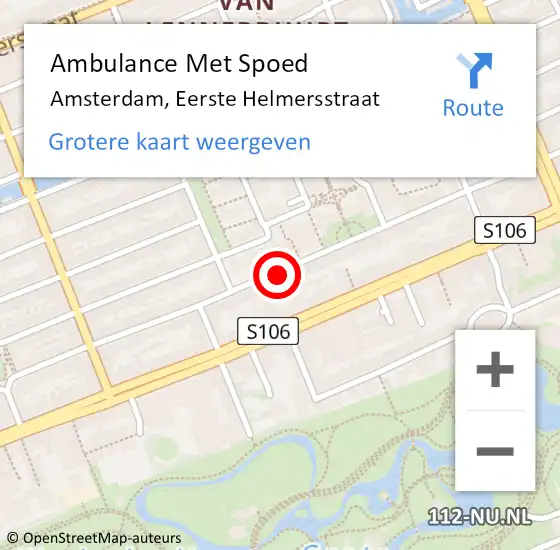 Locatie op kaart van de 112 melding: Ambulance Met Spoed Naar Amsterdam, Eerste Helmersstraat op 27 februari 2018 19:38