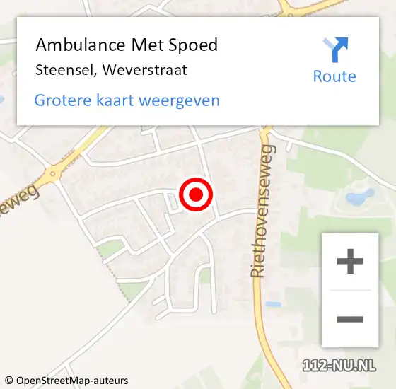 Locatie op kaart van de 112 melding: Ambulance Met Spoed Naar Steensel, Weverstraat op 27 februari 2018 20:20