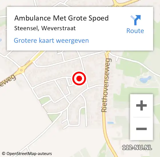 Locatie op kaart van de 112 melding: Ambulance Met Grote Spoed Naar Steensel, Weverstraat op 27 februari 2018 20:22