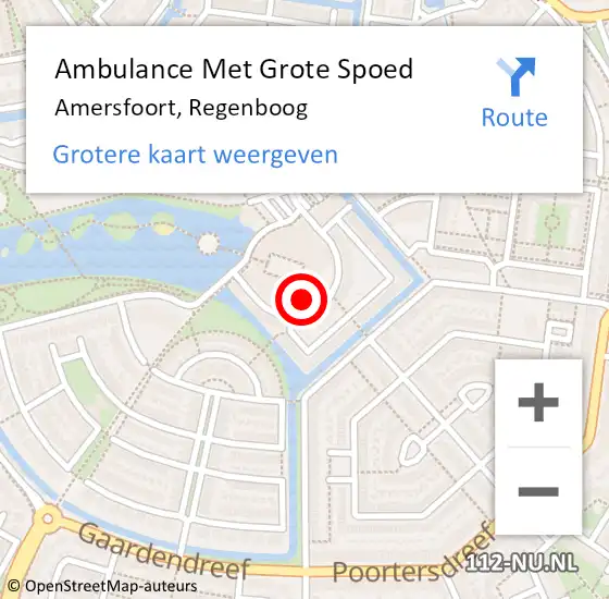 Locatie op kaart van de 112 melding: Ambulance Met Grote Spoed Naar Amersfoort, Regenboog op 27 februari 2018 20:37