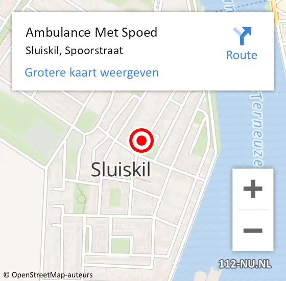Locatie op kaart van de 112 melding: Ambulance Met Spoed Naar Sluiskil, Spoorstraat op 27 februari 2018 22:12
