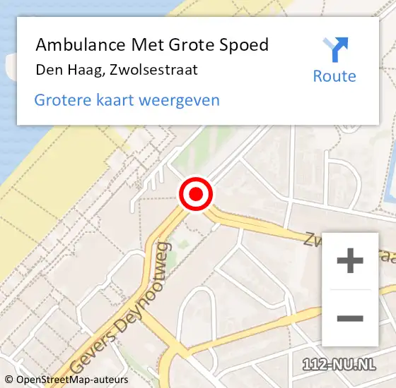 Locatie op kaart van de 112 melding: Ambulance Met Grote Spoed Naar Den Haag, Zwolsestraat op 28 februari 2018 00:33
