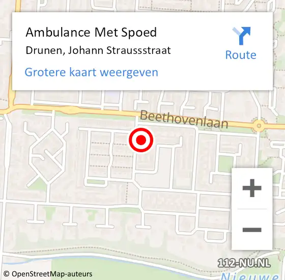 Locatie op kaart van de 112 melding: Ambulance Met Spoed Naar Drunen, Johann Straussstraat op 28 februari 2018 01:06