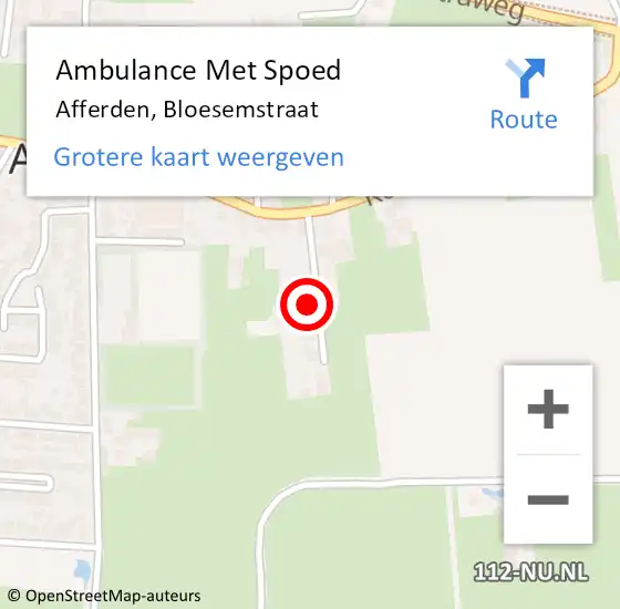 Locatie op kaart van de 112 melding: Ambulance Met Spoed Naar Afferden, Bloesemstraat op 28 februari 2018 03:25