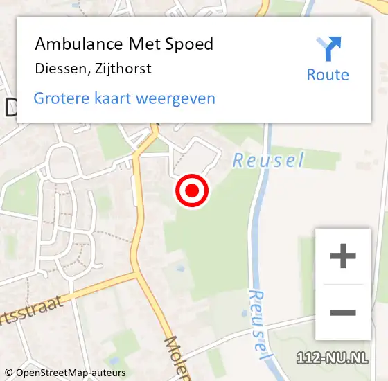 Locatie op kaart van de 112 melding: Ambulance Met Spoed Naar Diessen, Zijthorst op 28 februari 2018 05:57