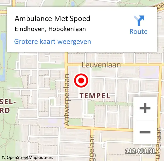 Locatie op kaart van de 112 melding: Ambulance Met Spoed Naar Eindhoven, Hobokenlaan op 28 februari 2018 06:28